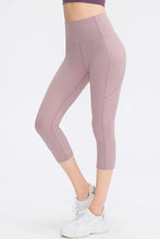 Wide Waistband Cropped Active Leggings with Pockets Woman Leggings