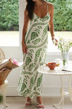 Leaf Print Slit V-Neck Midi Cami Dress Woman Dress