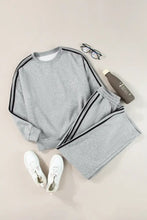 Side Striped Round Neck Top and Pants Active Set Woman Activewear