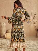 Floral V-Neck Midi Dress Woman Maxi Dress