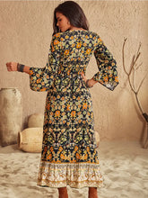 Floral V-Neck Midi Dress Woman Maxi Dress
