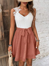 Lace Detail Tie Waist Mini Cami Dress Rust