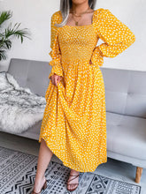 Smocked Square Neck Flounce Sleeve Dress Woman Maxi Dress