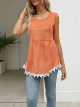 Lace Trim Sleeveless Babydoll Tank Top