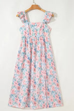 Floral Colorblock Flutter Straps Flowy Dress Casual Dresses