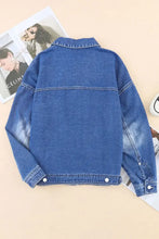 Collared Neck Button Up Denim Jacket Woman Tops