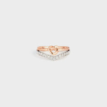 Knotted Heart Shape Inlaid Zircon Ring Silver