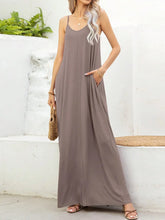 V-Neck Maxi Cami Dress with Pockets Mocha