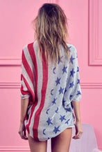 Bibi American Flag Cocoon Knit Cardigan with Stars and Stripes