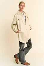 Davi & Dani Faux Leather Button Up Jacket with Chest Pockets Woman Outerwear