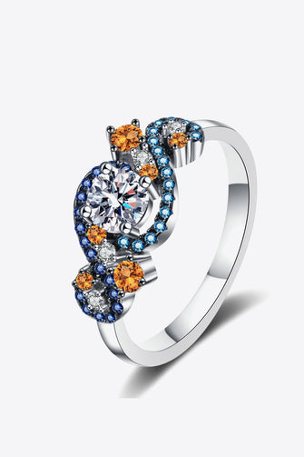 Moissanite Contrast 925 Sterling Silver Ring Silver