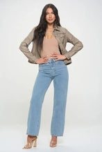 Coalition LA Button Down Cargo Vegan Leather Shacket Woman Outerwear