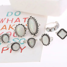 Opal Alloy Geometric Ring 8-Piece Set Fashion Jewelry