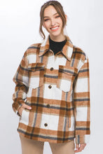 Love Tree Plaid Button Up Shacket Clay Woman Outerwear