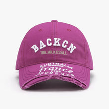 Letter Embroidered Cotton Baseball Cap Red-Violet One Size