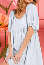 BiBi Washed Linen Tiered Midi Dress with Puff Sleeves Casual Dresses