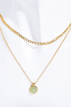 Copper 14K Gold-Plated Round Shape Aventurine Pendant Necklace Green One Size