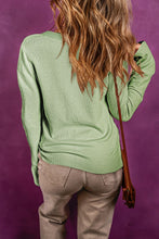 Waffle Knit Textured Henley Top Woman Blouses