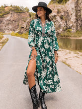 Printed Notched Neck Maxi Dress Turquoise Woman Maxi Dress