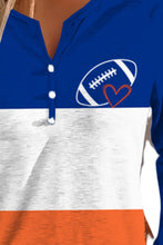 Football Graphic Notched Neck Top Woman Blouses