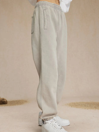 Men's Casual Elastic Waist Cotton Sweatpants Gray