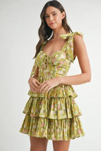 MABLE Floral Print Shoulder Tie Layered Mini Dress Casual Dresses