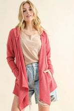 And The Why Full Size Thermal Hooded Open Front Cardigan with Pockets Rose Pink Woman Outerwear