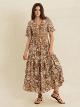 Lace Detail Printed Short Sleeve Midi Dress Casual Dresses