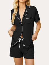 Button Up Short Sleeve Top and Shorts Lounge Set