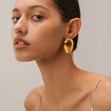 Stainless Steel Teardrop Stud Earrings Gold One Size