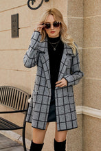 Printed Open Front Lapel Collar Cardigan with Pockets Gray