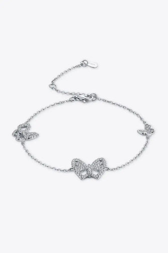Moissanite Butterfly Shape Bracelet Silver One Size Necklaces