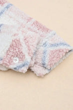 Plaid Button Up Collared Neck Sherpa Jacket Woman Outerwear