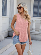 Ribbed Round Neck Tank Burnt Coral
