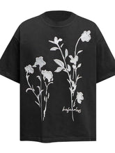 Men's Flower Pearl Detail Oversized Short Sleeve T-Shirt Black