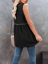 V-Neck Contrast Trim Waffle Knit Tank Top