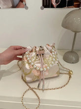 Drawstring Pearl Bucket Bag Dusty Pink One Size Shoulder Bags