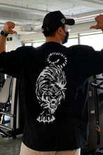 Men's Plus Size Tiger Round Neck Short Sleeve T-Shirt Black