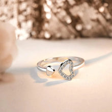 925 Sterling Silver Inlaid Zircon Heart Open Ring Rings