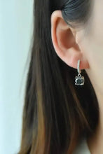 2 Carat Moissanite Sterling Silver Drop Earring with Black Gemstone