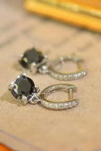 2 Carat Moissanite Sterling Silver Drop Earrings with Black Gems
