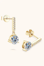 2 carat moissanite sterling silver drop earrings with gold-toned dangles