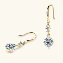 Elegant 2 carat moissanite 925 sterling silver earrings with gold dangles and CZ stones