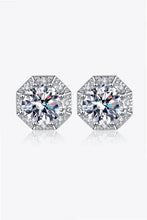 2 Carat Moissanite Octagon Halo Sterling Silver Stud Earrings