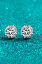 2 Carat Moissanite Sterling Silver Stud Earrings with Octagon Halo Design