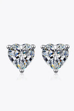 2 Carat Moissanite Heart-Shaped Stud Earrings in Sterling Silver
