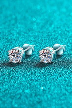 2 carat moissanite rhodium-plated stud earrings in sterling silver