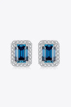 Pair of 2 carat moissanite stud earrings in indigo on sterling silver