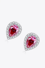 2 Carat Moissanite Teardrop Stud Earrings in Rose with Pink Gems