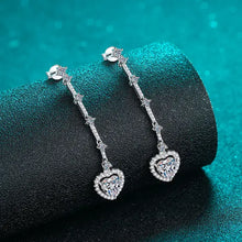 2 carat moissanite zircon sterling silver heart earrings with pavé drops